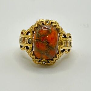 Orange Turquoise Ring; Size 7.75; GdB